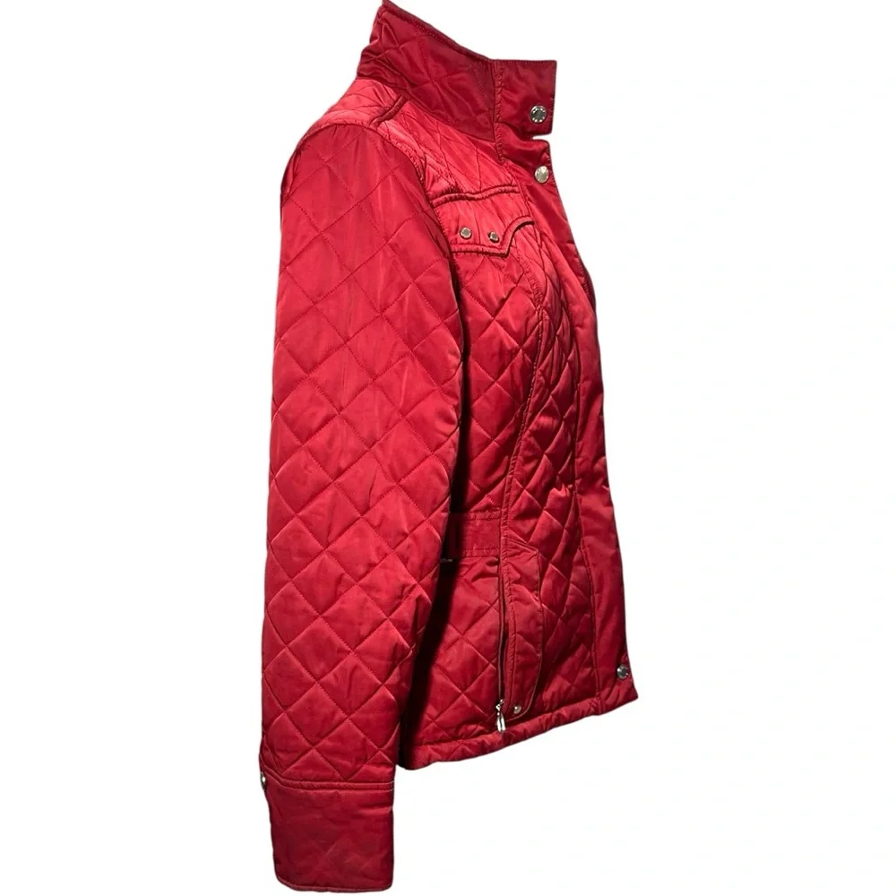 Ariat Red Quilted Jacket Women's Small Pockets Lined Full Zipper Snaps - Picture 5 of 15